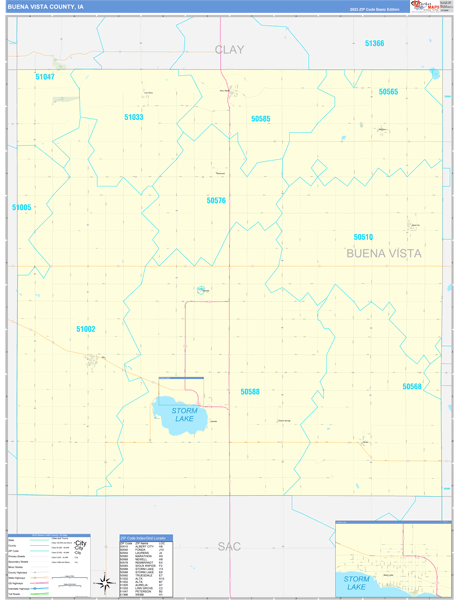 Buena Vista County, IA Zip Code Wall Map
